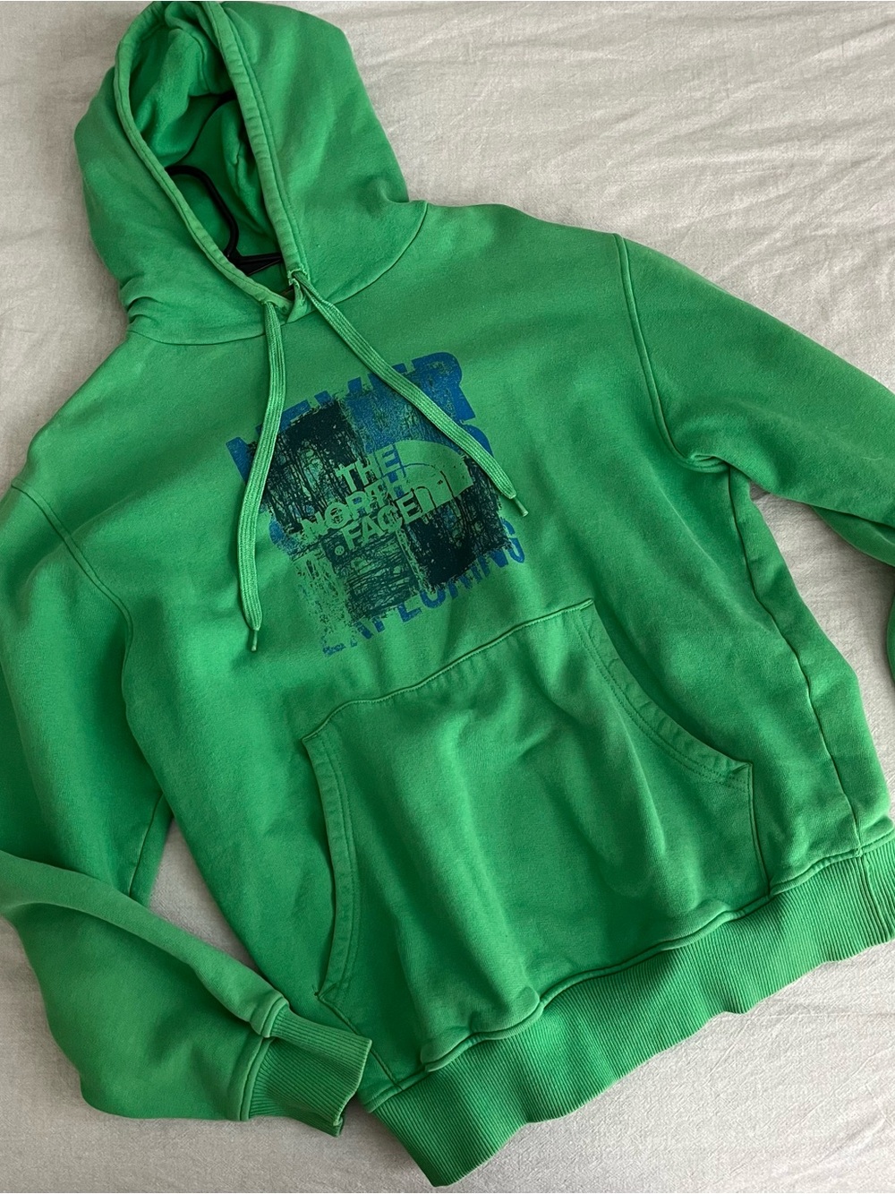 The North Face Green Pullover Hoodie with Blue Logo
